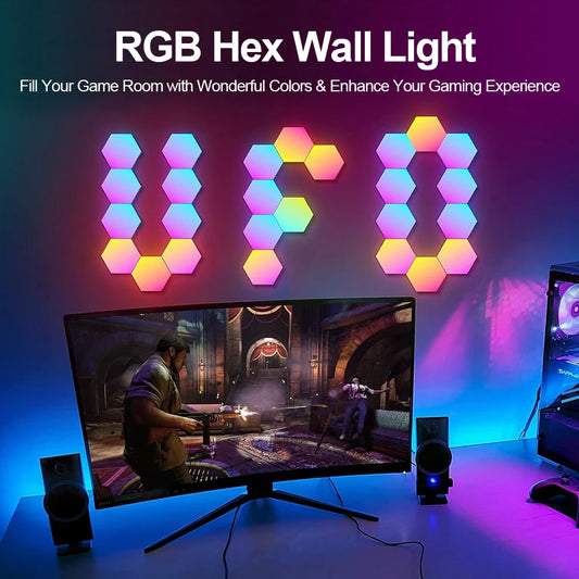 Intelligent RGB Hexagonal Wall Lamp – DIY Modular LED Light with Music Rhythm Control