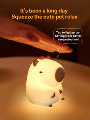 GGbingo Rechargeable Capybara Night Light, Dimmable Touch Silicone Lamp
