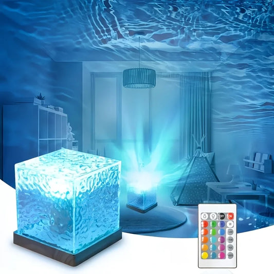 16-Color Ocean Wave Aurora LED Projector Night Light with Remote Control