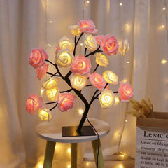 24 LED Rose Tree USB Table Lamp Fairy Flower Night Light Home Decor Gift