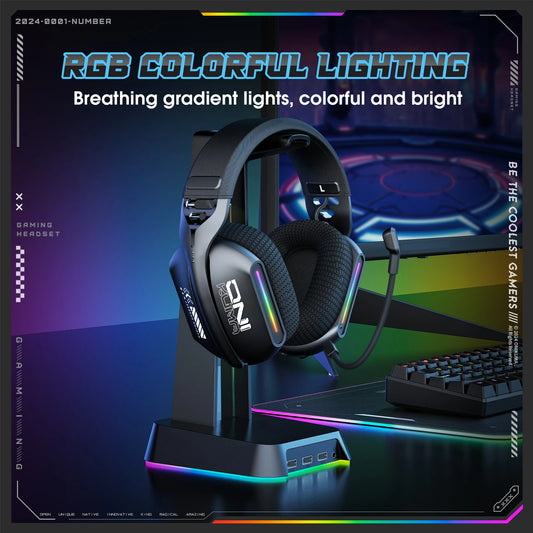 ONIKUMA GT808 Gaming Headset with Bendable Mic, Soft Pads, Immersive Sound