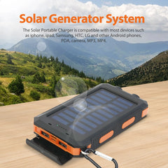 20000mAh Waterproof Solar Power Bank with Dual USB Ports & LED Flashlight