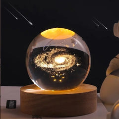 6cm Little Prince Solar System Crystal Ball LED Night Decor with Stand