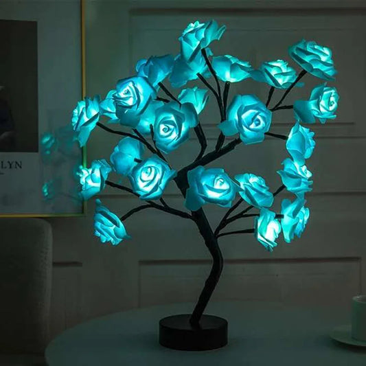 24 LED Rose Tree USB Table Lamp Fairy Flower Night Light Home Decor Gift