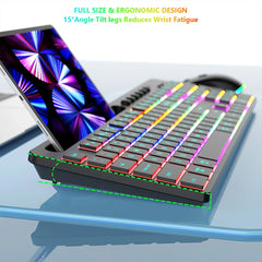 Wireless Keyboard and Mouse Combo with Backlit Full-Size Ergonomic Keyboard