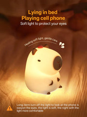 GGbingo Rechargeable Capybara Night Light, Dimmable Touch Silicone Lamp