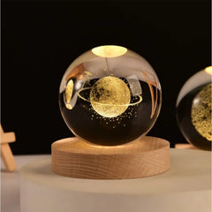 6cm Little Prince Solar System Crystal Ball LED Night Decor with Stand