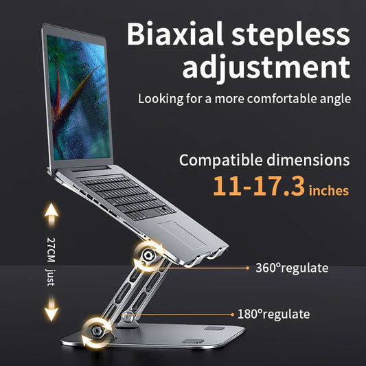 Adjustable Aluminum Laptop & Tablet Stand up to 17", Portable Folding Cooling Support