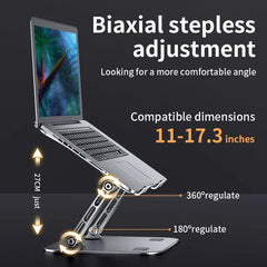 Adjustable Aluminum Laptop & Tablet Stand up to 17", Portable Folding Cooling Support