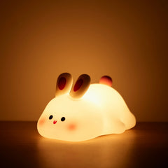 Cute Silicone Fox & Rabbit Touch Night Lamp, Dimmable & Rechargeable