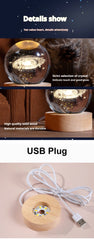 6cm 3D Crystal Globe with LED Base – Moon, Planets & Astronaut Design
