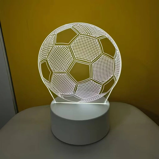 Ronaldo Messi Football 3D Illusion Night Lamp – Adjustable Color Touch Light Bedroom Gift