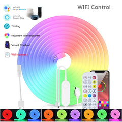 USB 5V RGB Silicone Neon Rope Light with Tuya App & Remote Control