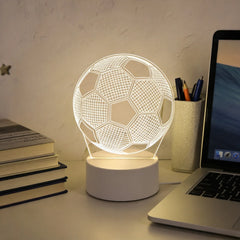 LED 3D Football Table Lamp USB Plug Bedside Night Light Sports Gift Decor