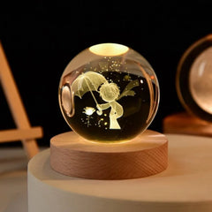 6cm Little Prince Solar System Crystal Ball LED Night Decor with Stand