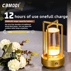 LED Crystal Touch Table Lamp, Rechargeable Decorative Bedside Night Light