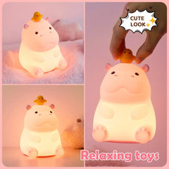 Cute Silicone Fox & Rabbit Touch Night Lamp, Dimmable & Rechargeable
