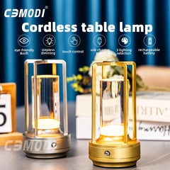 LED Crystal Touch Table Lamp, Rechargeable Decorative Bedside Night Light