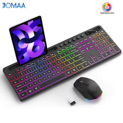 Wireless Keyboard and Mouse Combo with Backlit Full-Size Ergonomic Keyboard