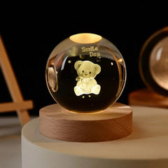 6cm Little Prince Solar System Crystal Ball LED Night Decor with Stand