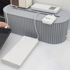 Nordic Desktop Plug Board Storage Box with Cable & Router Organizer