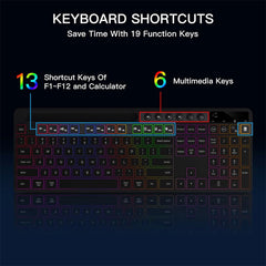 Wireless Keyboard and Mouse Combo with Backlit Full-Size Ergonomic Keyboard