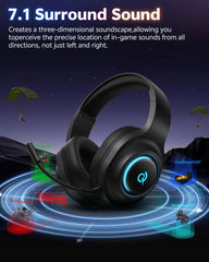 QCY Heroad V200 Wireless Over-Ear Headphones – 50mm Driver, 7.1 Surround Sound
