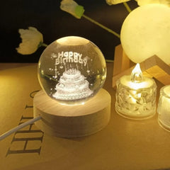 6cm Little Prince Solar System Crystal Ball LED Night Decor with Stand