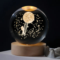 6cm Little Prince Solar System Crystal Ball LED Night Decor with Stand