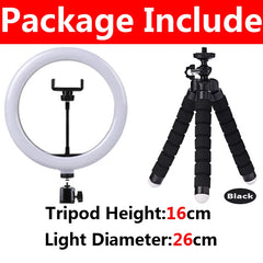 Portable 10-Inch LED Ring Light Kit with Tripod for Live Video & Photo Studio