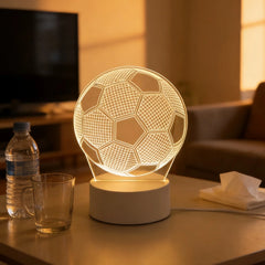 LED 3D Football Table Lamp USB Plug Bedside Night Light Sports Gift Decor