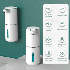380ML Touchless Automatic Soap Dispenser, IPX5 Waterproof, 4-Level Foam Control