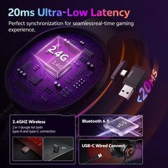 QCY Heroad V200 Wireless Over-Ear Headphones – 50mm Driver, 7.1 Surround Sound