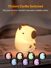 GGbingo Rechargeable Capybara Night Light, Dimmable Touch Silicone Lamp