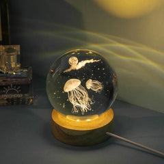 6cm Little Prince Solar System Crystal Ball LED Night Decor with Stand