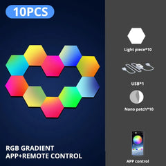 RGB Smart Hexagon Wall Light – App-Controlled Music Sync Ambient Lamp