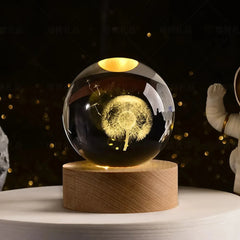 6cm Little Prince Solar System Crystal Ball LED Night Decor with Stand