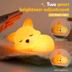Cute Silicone Fox & Rabbit Touch Night Lamp, Dimmable & Rechargeable