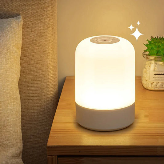 LED Touch Night Lamp with Dimmable Light and USB Charging for Bedside Use
