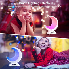 Cute Moon Night Light with RGB Color Changing, Clock & Bluetooth Speaker