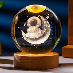 6cm Little Prince Solar System Crystal Ball LED Night Decor with Stand