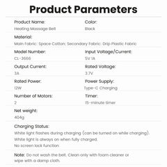 Electric Heated Vibration Waist Massage Belt with Lumbar Support