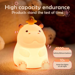 Cute Silicone Fox & Rabbit Touch Night Lamp, Dimmable & Rechargeable