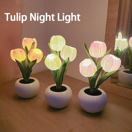 Tulip LED Night Light – Simulated Bouquet Bedside Atmosphere Lamp
