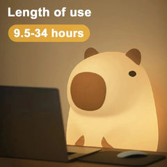 GGbingo Rechargeable Capybara Night Light, Dimmable Touch Silicone Lamp