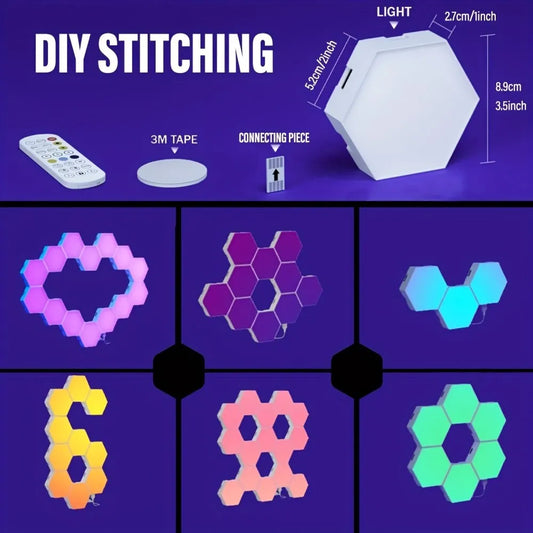 RGB Smart Hexagon Wall Light – App-Controlled Music Sync Ambient Lamp