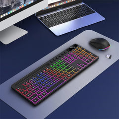 Wireless Keyboard and Mouse Combo with Backlit Full-Size Ergonomic Keyboard