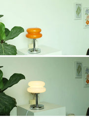 Macaron Glass Bedside Lamp with 3-Color Dimming, Eye-Care Night Light Decor