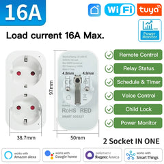 TNCE Smart Plug Tuya WiFi/Zigbee 3.0 EU Socket with Timer & Voice Control