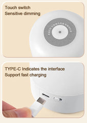 LED Touch Night Lamp with Dimmable Light and USB Charging for Bedside Use